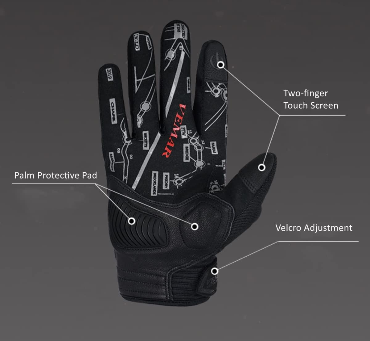 Skull Ghost Touchscreen Compatible Riding MTB Bike Gloves for Running Climbing Riding Biking Outdoor Sports, Gift for Men Women