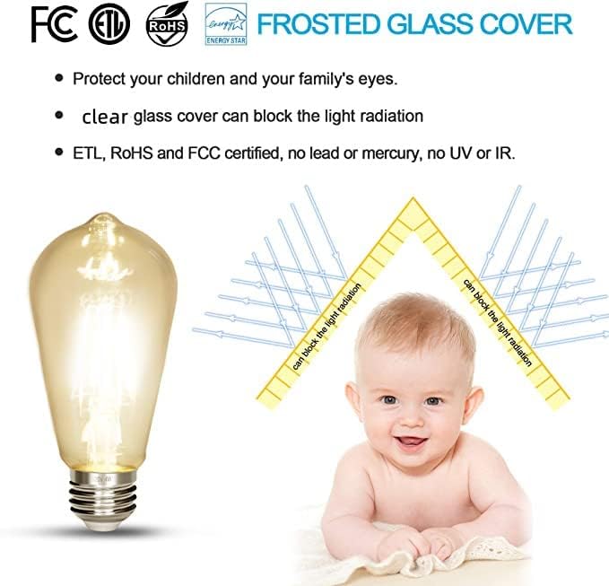 LED Edison Bulb 4W,Antique 40W Vintage Edison Bulb,E26 Light Bulb Non Dimmable Led Bulb 450 Lumens 2700K Warm White,Pack of 12