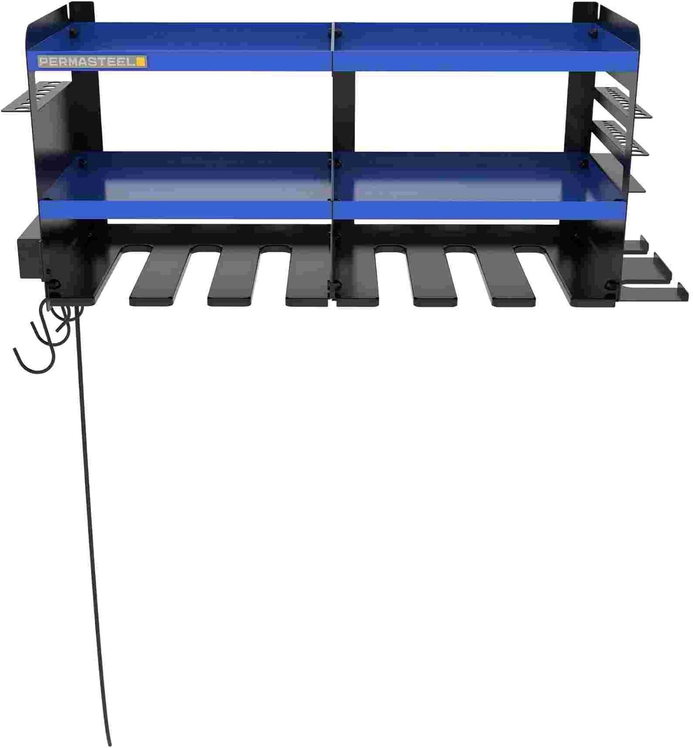 Permasteel Power Tool Organizer Wall Mount - 150 Lbs Load 3-Layer Heavy Duty Metal Storage Rack with Charging Station, Holds 6 Drills, 9 Hand Tools and 16 drill bits for Garage and Workshop, Blue