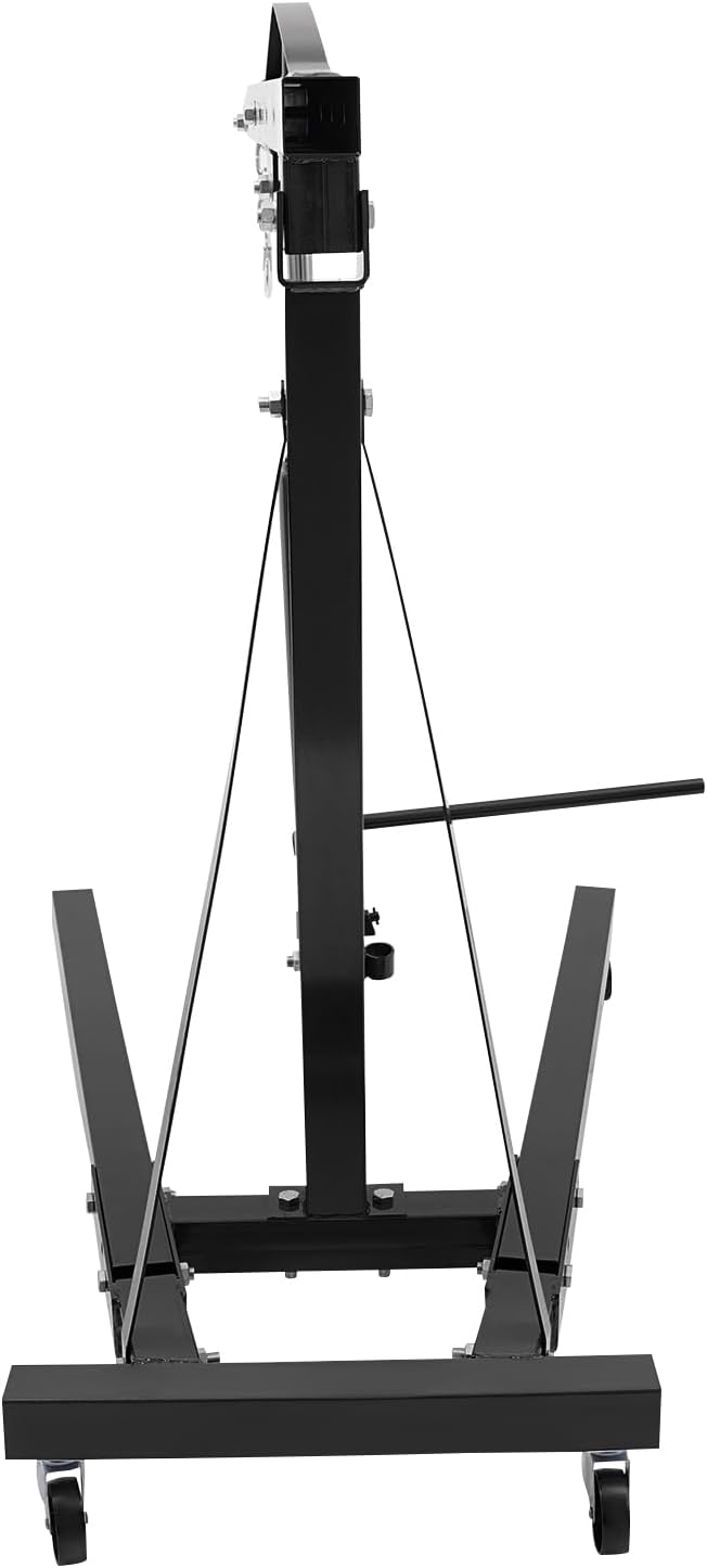 2 Ton Engine Hoist Foldable Engine Crane Cherry Picker Engine Hoist with 6 Wheels Adjustable Lifting Positions Heavy Duty Shop Crane for Warehouse, Workshop, Garage