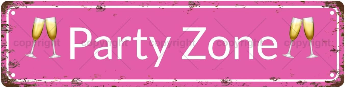 Party Zone Space Vintage Metal Tin Sign, Street Sign, Home Decor, Room Decor, Wall Decor, Bathroom Decor, Bar Decor, Cafe Decor, Garage Decor, 16 x 4 Inch
