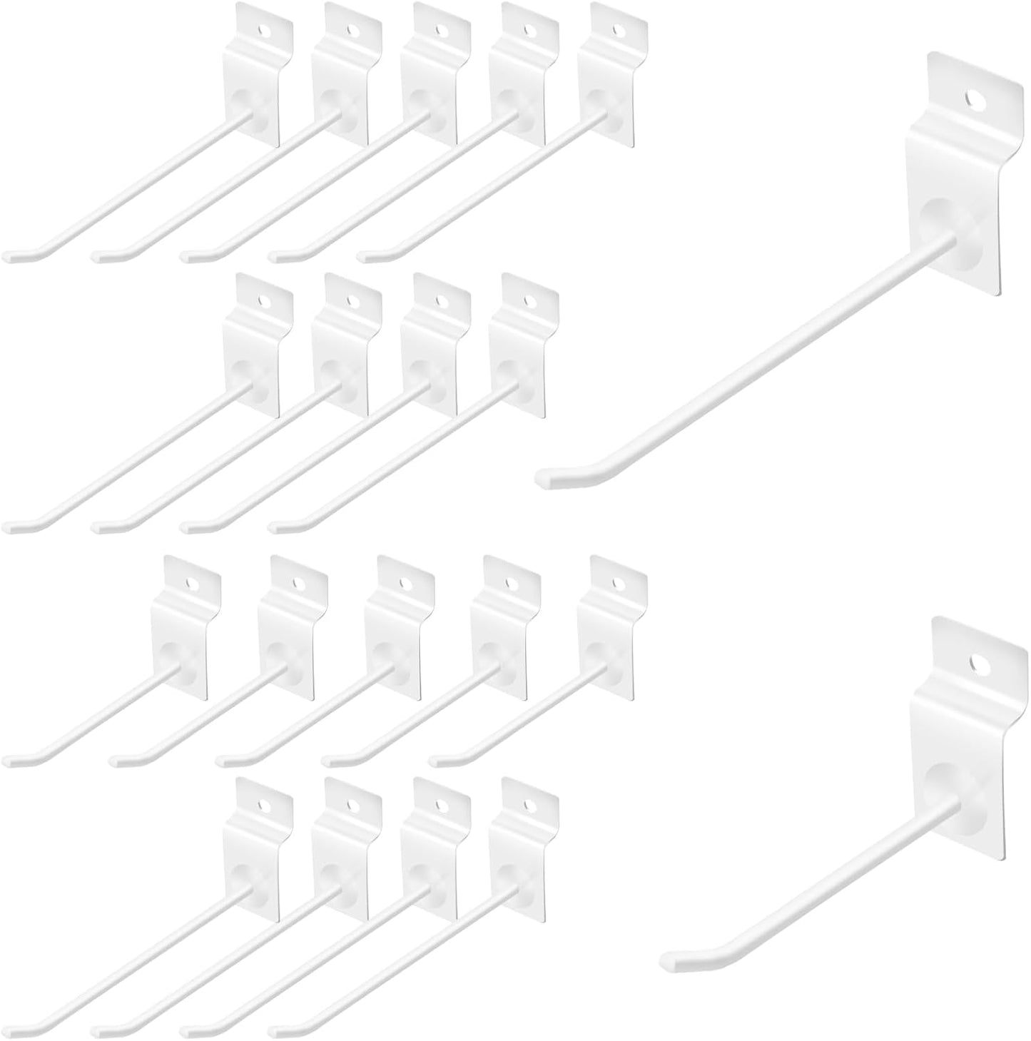 Yuahar Slatwall Hooks 20Pcs 4/6 Inch Slatwall Accessories Heavy Duty Slat Wall Hanging Hooks Panel Display Hooks Pegboard Gridwall Display Hook for Garage Retail Shop (White)