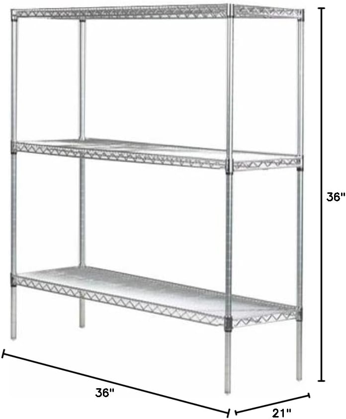 Omega 21" Deep x 36" Wide x 36" High 3 Tier Gray Starter Shelving Unit