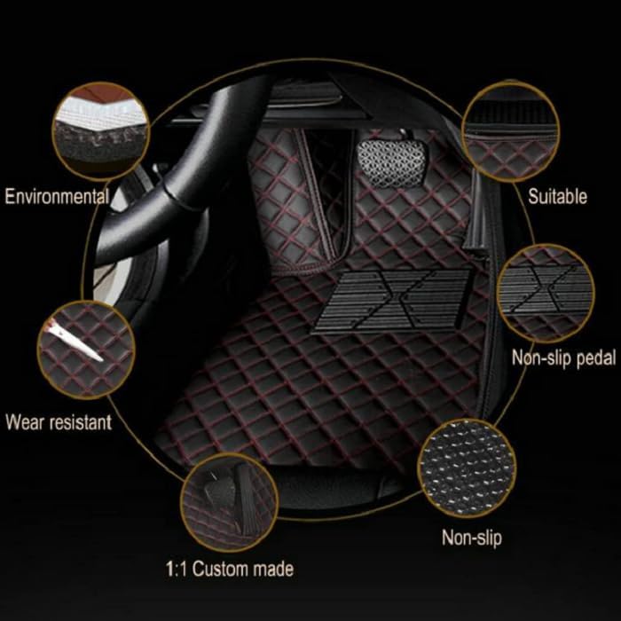 Customized Personalized car Floor mats, All-Weather Luxury car Floor mats, Waterproof and Anti Slip Leather car Floor mat Lining, 95% Customized car, Truck, and SUV Floor mats (Edge Green bar)