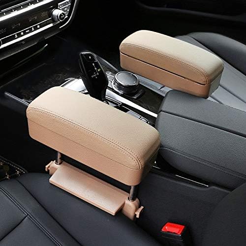 JEYODA Car Armrest Box Adjustable Pad Refit Car Central Lift Armres Storage Organizer Box Arm Rest(Beige)