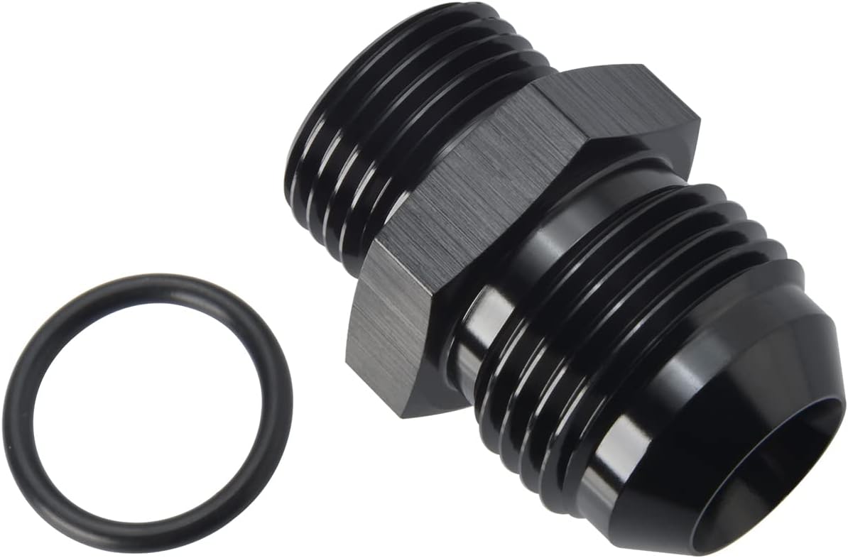 10AN Male Flare to 6AN ORB O-ring Boss Fuel Pump Rail Adapter Fitting Aluminum Black