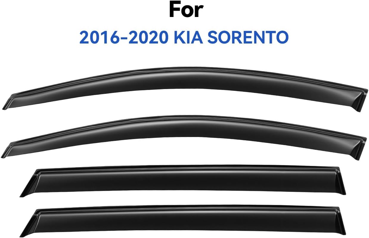 Window Visors Rain Guards for 2016 2017 2018 2019 2020 Kia Sorento, Out-Channel Window Vent Wind Deflectors Visors Shades for 16 17 18 19 20 Sorento