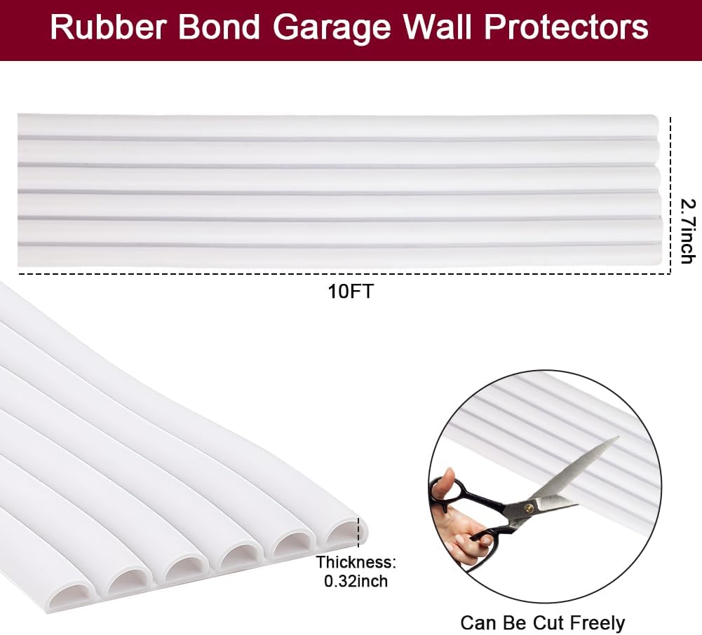 Garage Wall Protector, zxbaers Strong Self-Adhesive Rubber Bumper Protectors for Car SUV Doors, Anti-Scratch and Waterproof Garage Wall Strip, 2.7in x 10FT