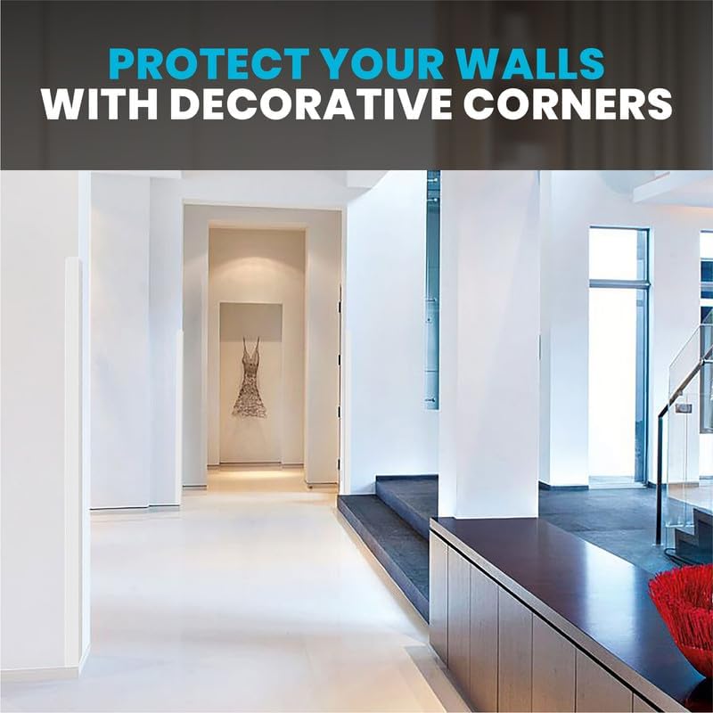 Proflex Wall Corner Protector - Pack of 6 Self Adhesive Corner Guards for Walls Edge Protection - 2 inch x 48 inch, White Textured – Easy to Apply – No Tools Needed