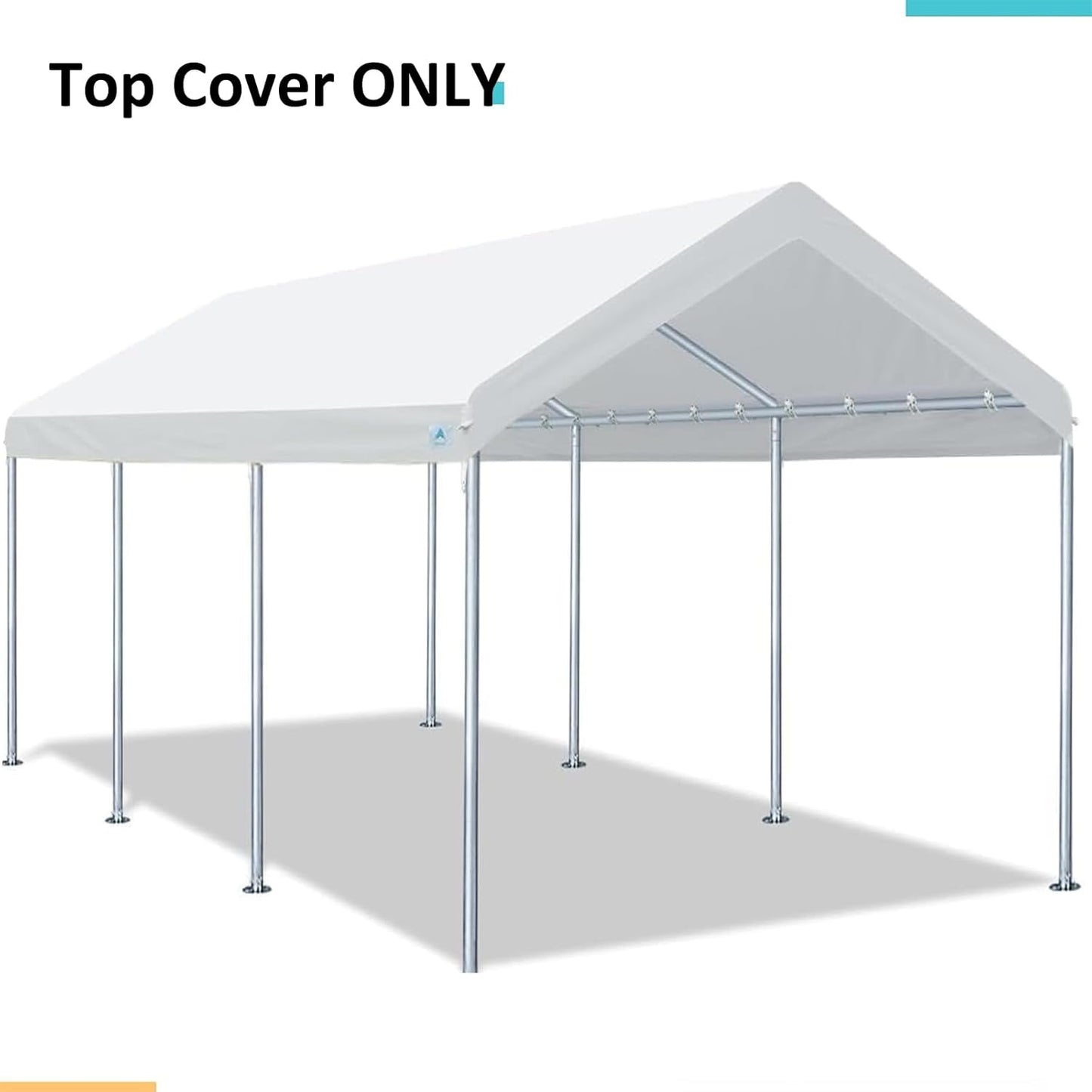 Carport Replacement Canopy Cover for 12 x 20 feet Car Tent Top Garage Shelter Cover Tarp with Ball Bungees (Only Top Cover, Frame Not Include (12 x 20', White)