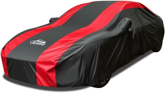 Extra Large Car Covers Waterproof for All Weather Protection with Red Stripe Design, Car Cover for Automobiles Universal Fit Cadillac Deville, Lincoln Continental Town, Ford Crown Victoria