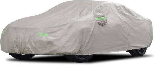 Migaven 6 Layers Car Cover Custom Fit for Ford Mustang 1994-2025, for Chevy Camaro 2010-2025, Waterproof Full Exterior Cover Rain Sun Protection with Door Zipper