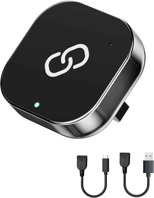 Spedal Wireless CarPlay Adapter for Factory Wired CarPlay – Plug & Play, Auto Reconnect, Mini Metal Design with USB-A & USB-C Cables – Compatible with iPhone 6+ and Cars from 2016 (Gray)