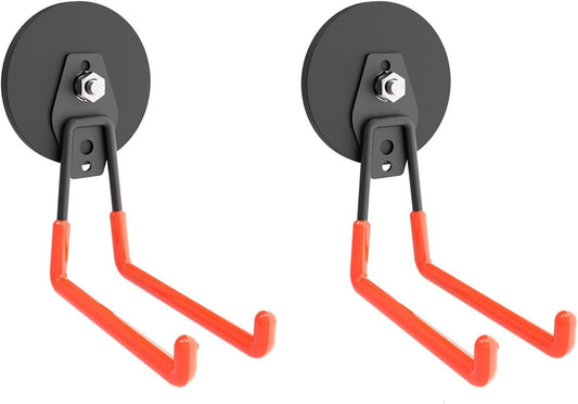 Heavy Duty Large Magnetic Hooks, Strong Magnet Hooks for Garden Tools,Hose,Straps,Steel Pegboard,Workshop,Anti-Scratch EV Charger Holder,Magnetic Cable and Tool Holder(2 Pack)