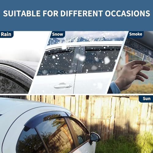 Outside Mount Window Visors Rain Guards Fit for 2015-2024 Ford F150 SuperCrew, Fit for 2017-2024 F150 Raptor F250 F350 F450 F550 Super Duty Crew Cab, Side Wind Deflectors Vent Shade