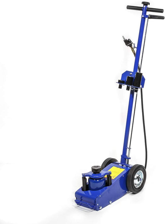 Stark USA 22 Ton Hydraulic Floor Jack Air-Operated Axle Bottle Jack with (4) Extension Saddle Set Built-in Wheels, Blue