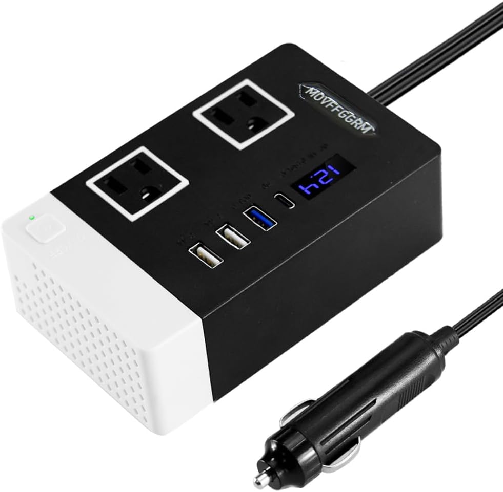 300W Car Power Inverter, DC 12V to 110V AC Car Plug Adapter Outlet with USB 3.0/2.0 Charger Type-c Port/car Charger for Laptop