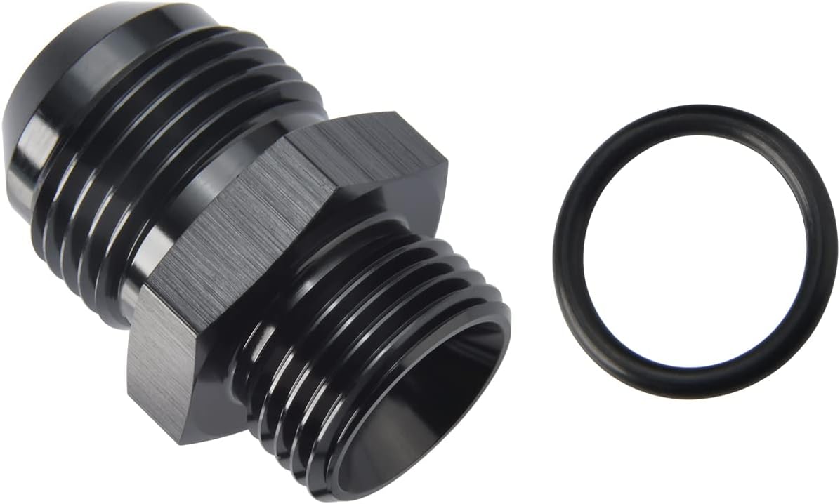 12AN Male Flare to 10AN ORB O-ring Boss Fuel Pump Rail Adapter Fitting Aluminum Black