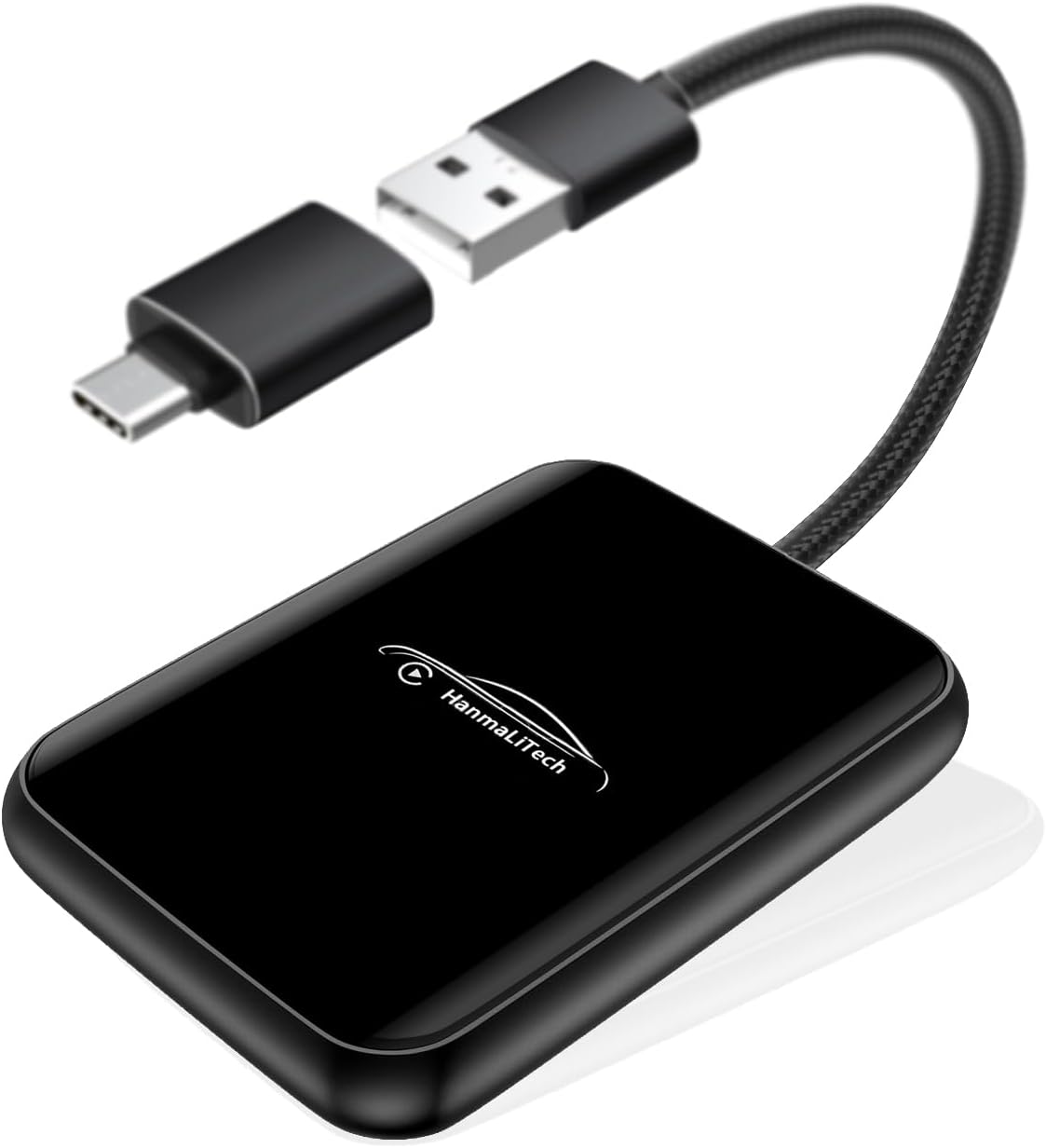 Wireless CarPlay Adapter for Apple iPhone | Mini USB Design for Convert Wired to Wireless Car Play Adapter - No Latency from iOS 10+ to Screen w/USB C (Black)