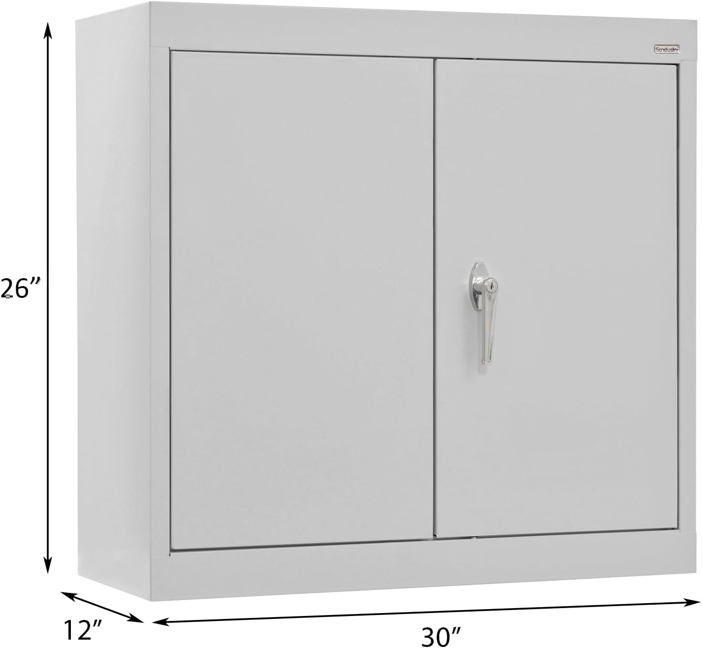 Sandusky Lee WA11301226-05 Wall-Mount Metal Storage Cabinet with Adjustable Shelf, Locking Handle, 200lb Capacity, 12" Depth x 30" Width x 26" Height, Dove Gray