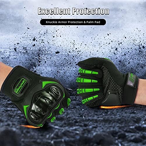 Motorcycle Gloves for Men and Women Full Finger Touchscreen Mountain Dirt Bike Gloves for Powersports BMX ATV MTB Driving Motocross Cycling Gloves(XXL, Green)