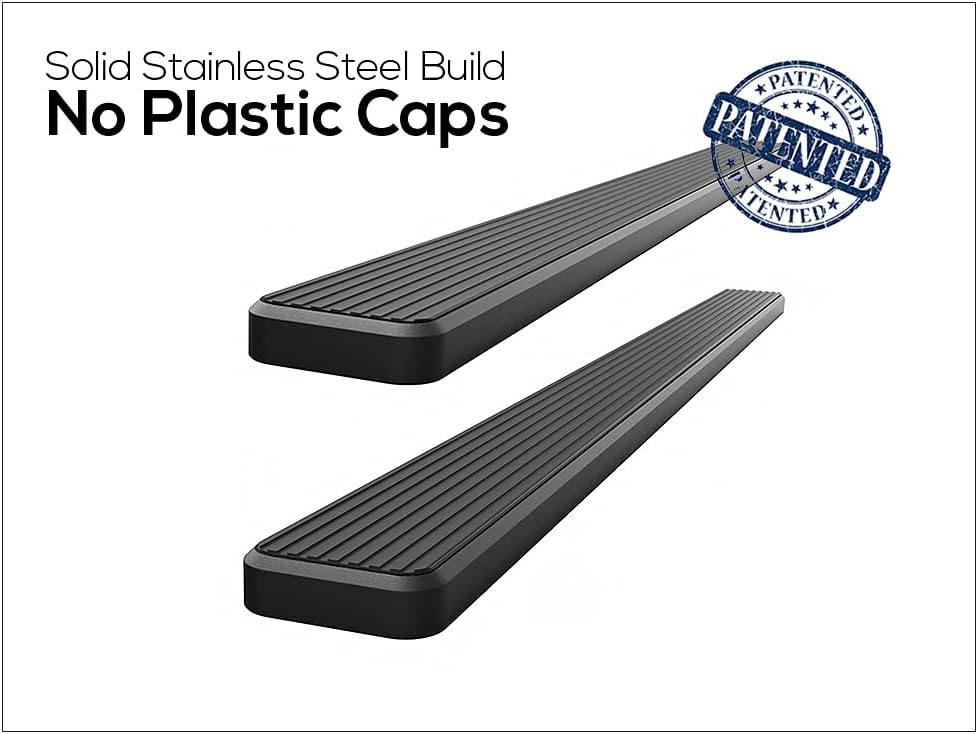 APS Running Boards 6in Black Compatible with Ram 1500 2009-2018 Crew Cab & Ram 2500 3500 2010-2024 Stainless Steel (Nerf Bars Side Steps Side Bars)