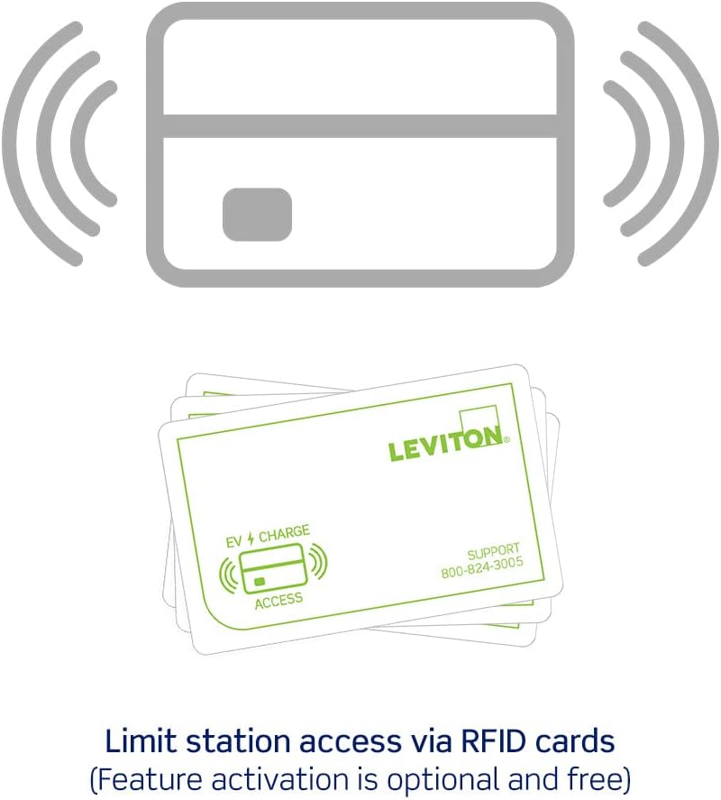 Leviton Level 2 EV Charger, 32 Amp, 208/240 VAC, 7.6 kW Output, 18' Charging Cable, Indoor/Outdoor Hardwired EV Charging Station, EV320 EVSE