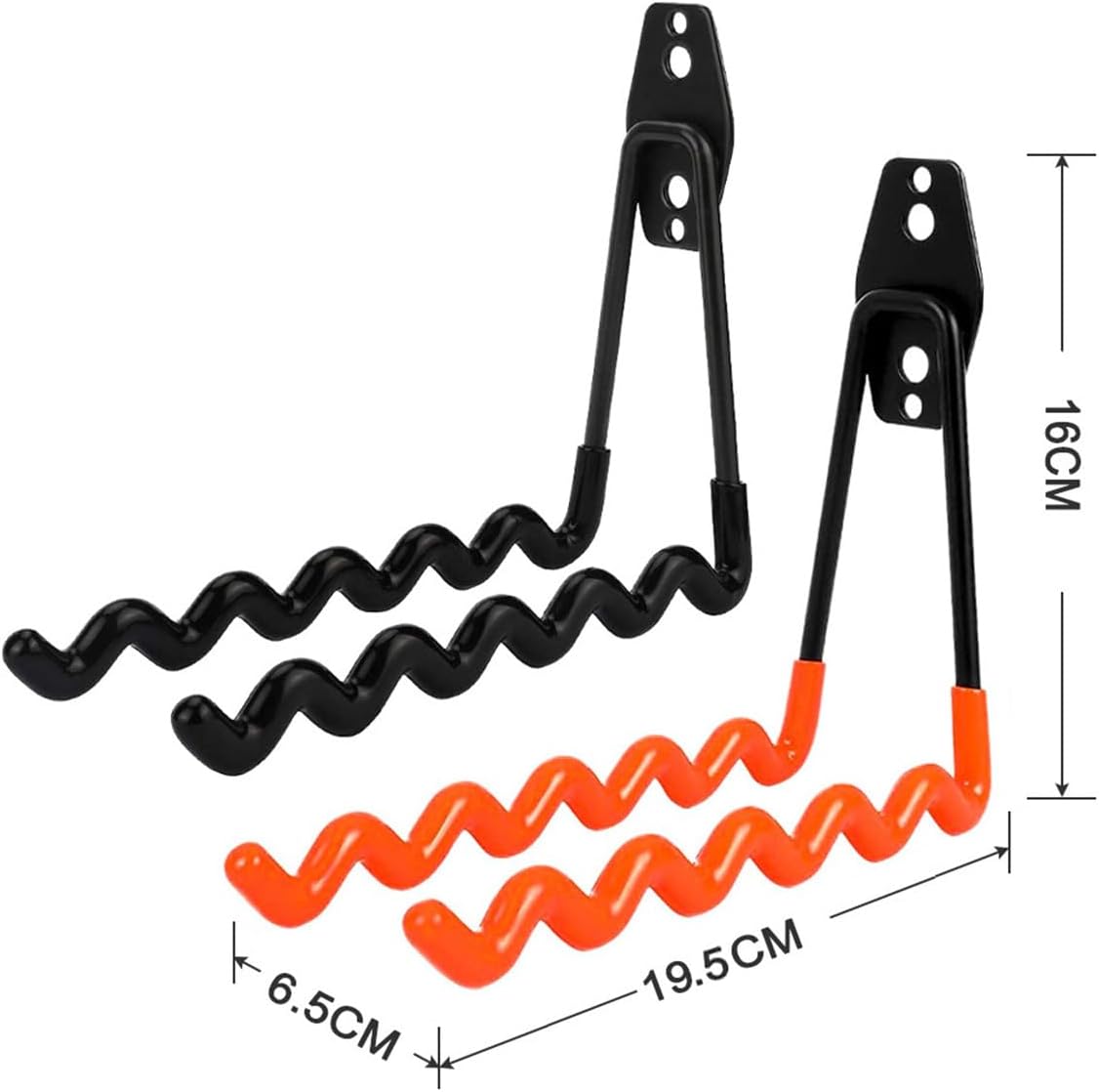 2 Packs Garage Wall Hooks Heavy Duty Hanger,Wall-Mounted Metal Badminton Racket Holder, Tennis Racket Holder Organizer, Hooks for Cables, Ropes and Hoses,Extension Cord Holder (Black)