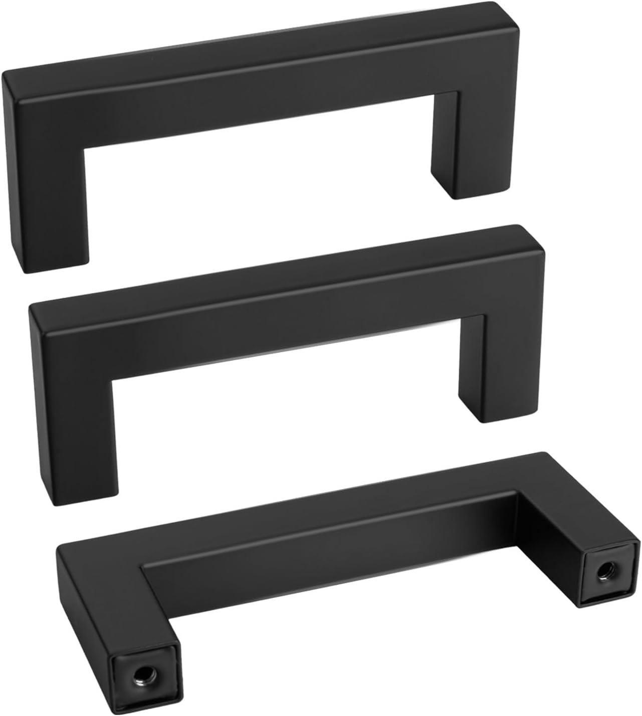 goldenwarm 3 Inch 50 Pack Matte Black Flat Square Bar Kitchen Hardware Closet Handles Pulls - Black Drawer Pull Cabinet Handle for Kitchen Bathroom Drawer Door Cabinets, LSJ12BK76