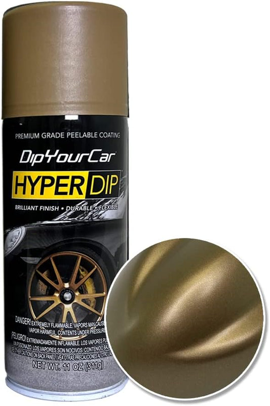 DipYourCar.com HyperDip Paint - Can of Sprayable Automotive Dip Coat - Removable Peelable Paint Protection for Cars - Bronze Gold Satin Coat Spray