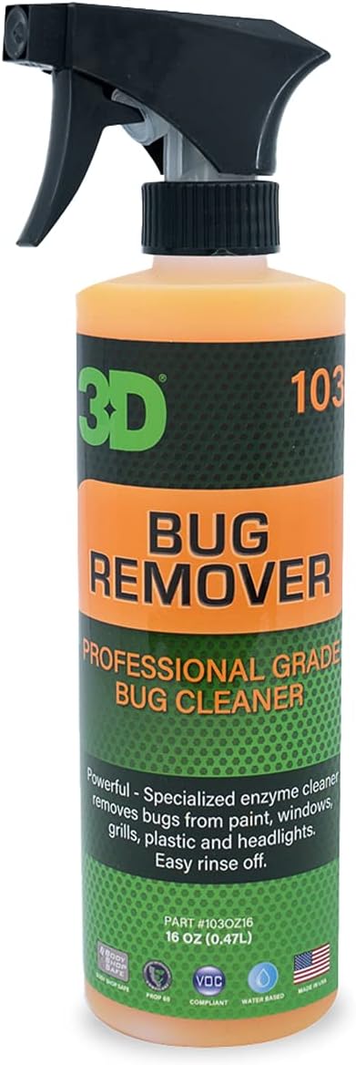 3D Bug Remover - All Purpose Exterior Cleaner & Degreaser to Wipe Away Bugs on Plastic, Rubber, Metal, Chrome, Aluminum, Windows & Mirrors, Suitable for use on Car Paint, Wax & Clear Coat