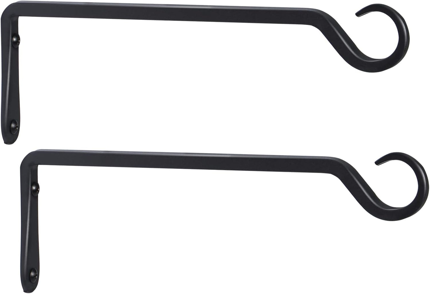 2 Pack Premium Forged Wall Hook, Sturdy Hanging Plant Bracket, Elegant Hook for Bird Feeders, Planters, Lanterns, Wind Chimes Indoor Outdoor, Upgrade Black, 12 Inch