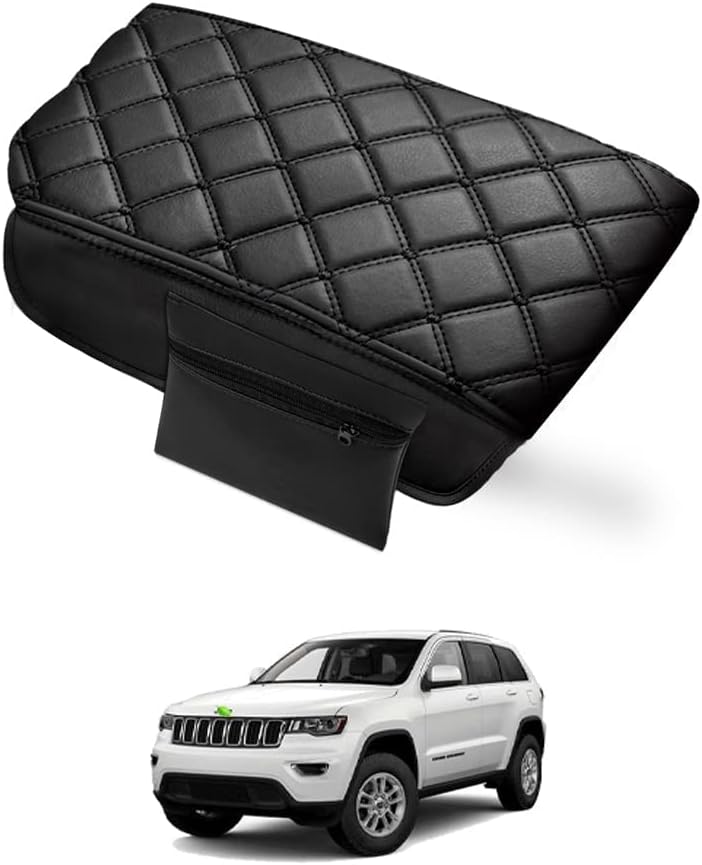 Autorder Center Console Cover for 2011-2019 2020 2021 Jeep Grand Cherokee Accessories Armrest Cover Anti-Scratch Middle Console Pad Leather Armrest Protector