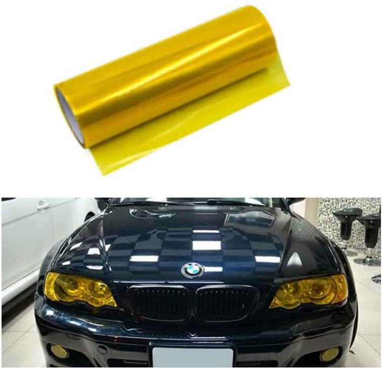 12 by 48 Inches Self Adhesive Headlight, Tail Lights, Fog Lights Tint Vinyl Film (12 X 48, Gold)