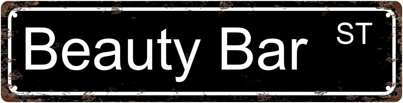 Beauty Bar ST Space Vintage Metal Tin Sign, Street Sign, Home Decor, Room Decor, Wall Decor, Bathroom Decor, Bar Decor, Cafe Decor, Garage Decor, 16 x 4 Inch