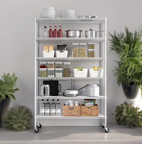 Generic Organize in Style with The Members Mark 6-Tier NSF Heavy Duty Wire Shelving, 47.75"" W x 18"" D x 75.5"" H (White, 2 PACK)