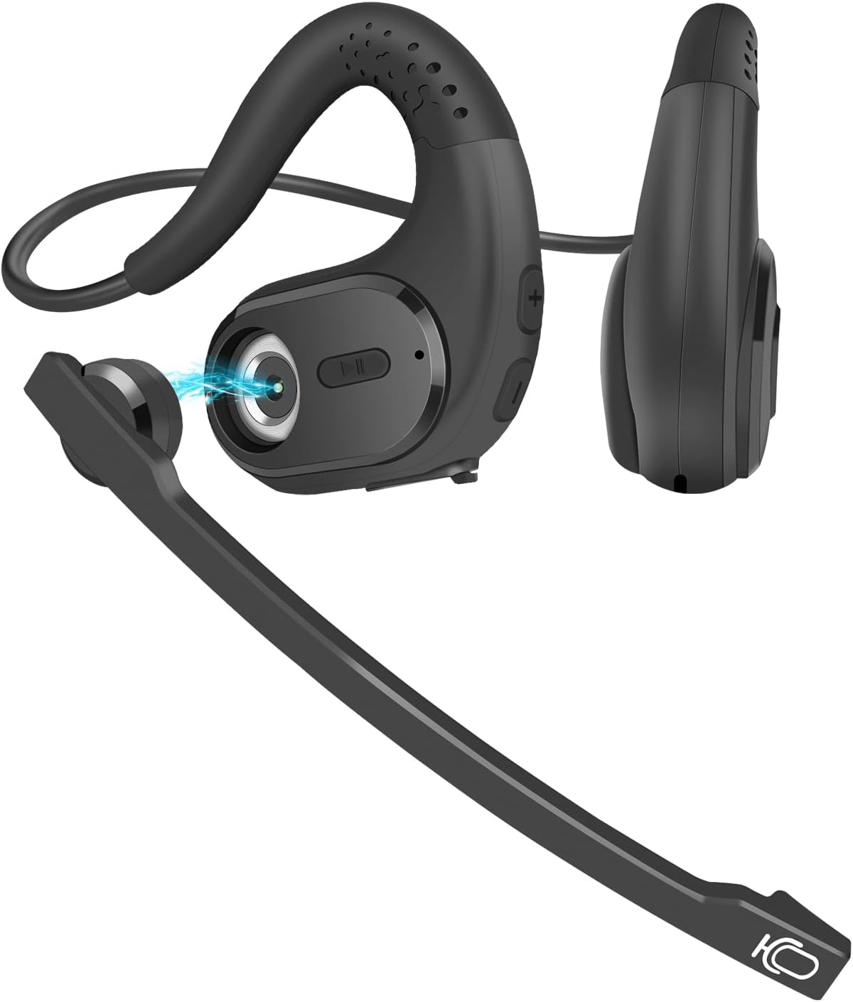 Trucker Bluetooth Headset, Open Ear Headphones with Detachable Noise Cancelling Mic, Wireless V5.3 Computer Headset with Boom Mic for Skype Zoom Face Time
