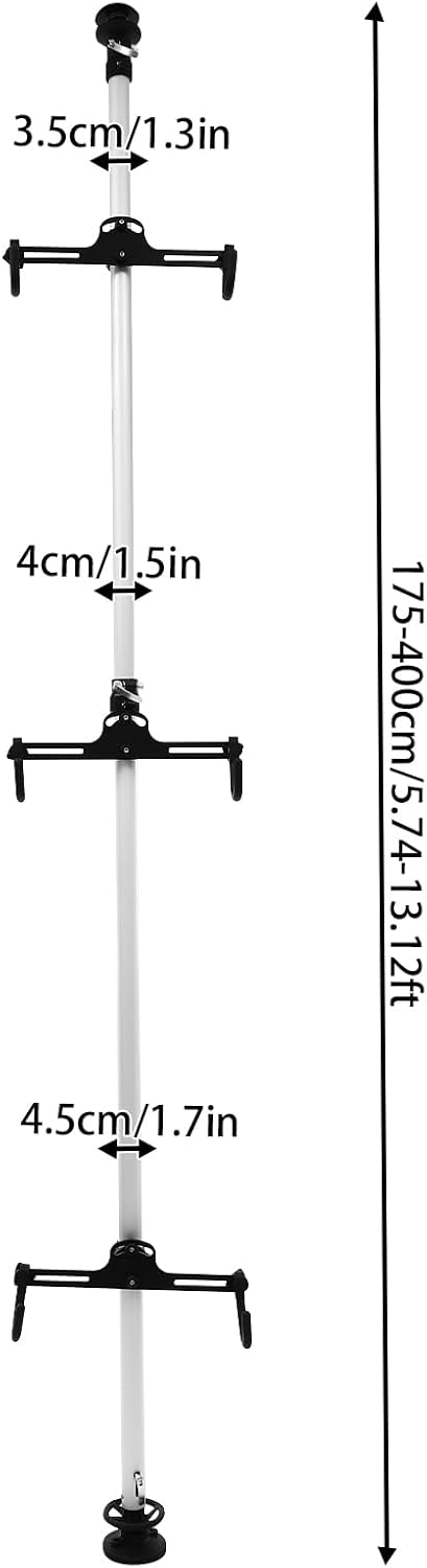 Floor to Ceiling 3 Bike Vertical Freestanding Hanger Parking Rack, Bicycle Storage Rack 360° Adjustable Hook Indoor Bike Storage Pole Stand for Storing Bicycles in Garages or Apartments