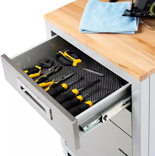 Heavy Duty Rolling Storage Cabinet with Wheels and Drawers, Workstation for Garage, Office, Workshop, 1 Door, 2 Drawer (20" W x 18" D x 34.7" H), Granite