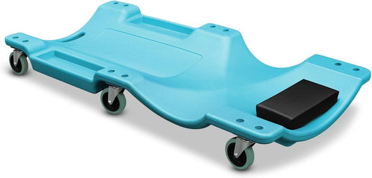 Auto Dynasty 40 Inches Mechanic Creeper, Automotive Garage Repair Low Profile Under Car Rolling Creeper with Padded Headrest, Plastic, Sky Blue