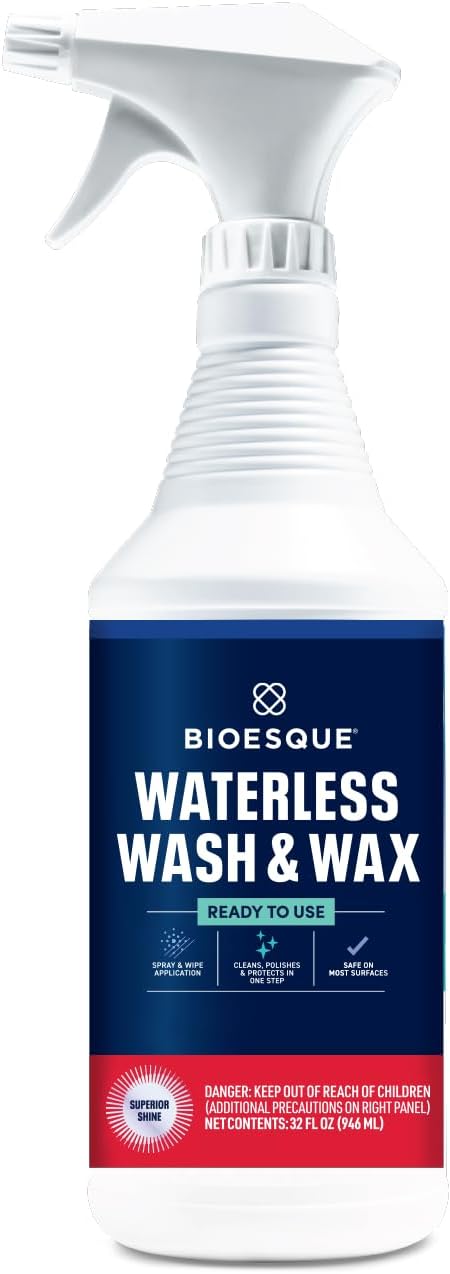 Bioesque Waterless Wash & Wax, Ready to Use Formula for Cars, Trucks, Boats, RVs, Motorcycles, & More, 32 Fl Oz (Pack of 1)