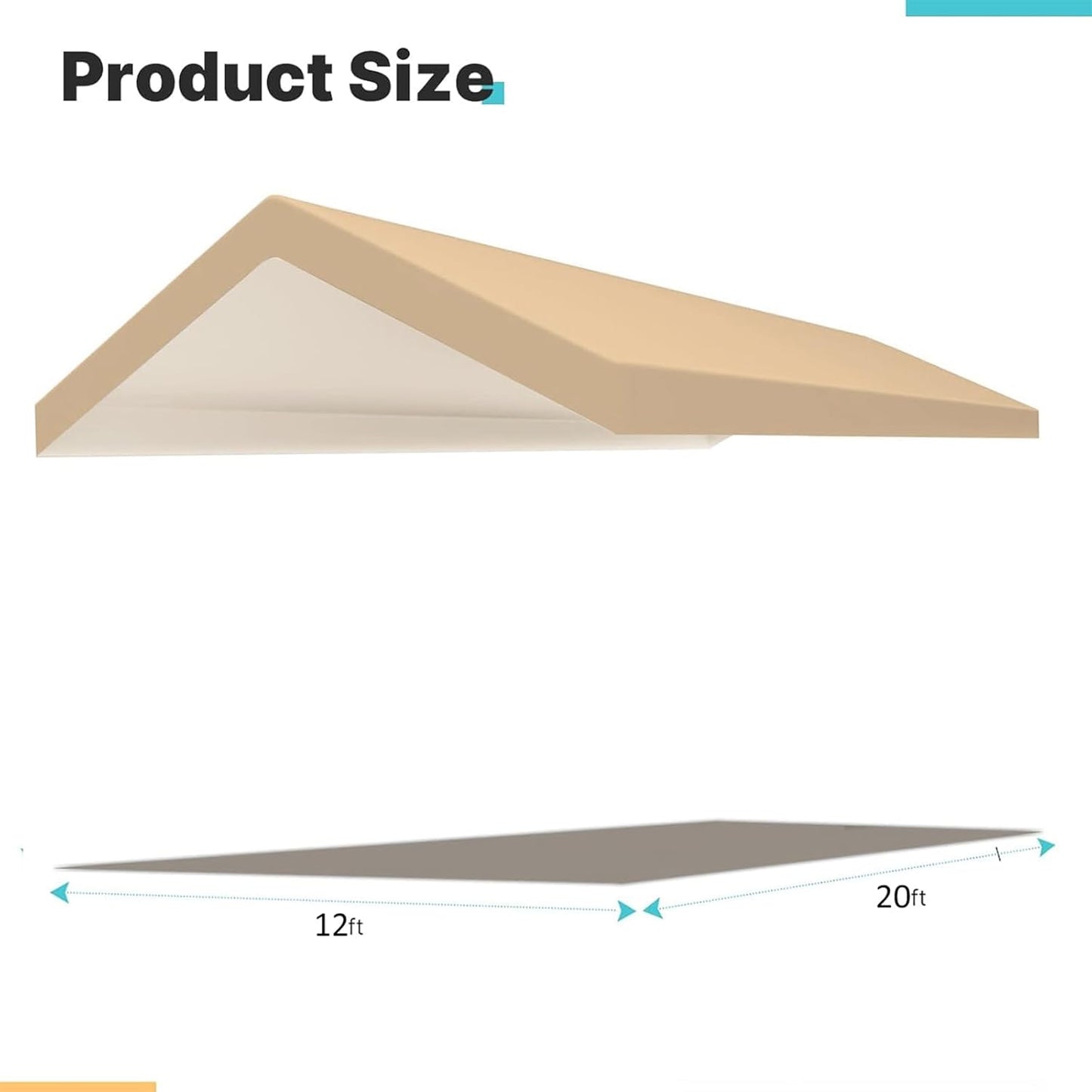 Carport Replacement Canopy Cover for 12' x 20' Car Tent Top Garage Shelter Cover Tarp with Ball Bungees (Only Top Cover, Frame Not Include) (Beige, 12' x 20')