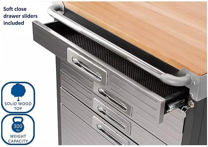 Heavy Duty Rolling Storage Cabinet with Wheels and Drawers, Workstation for Garage, Office, Workshop, 6 Drawer (28" W x 25" D x 34.5" H), Graphite