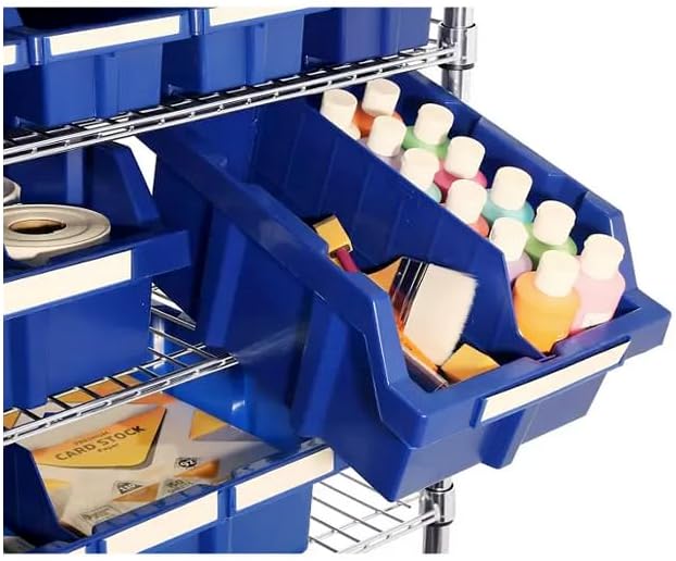 Heavy-Duty Steel Wire Shelving Storage Unit, 24-bin Rack with Wheels (Blue)