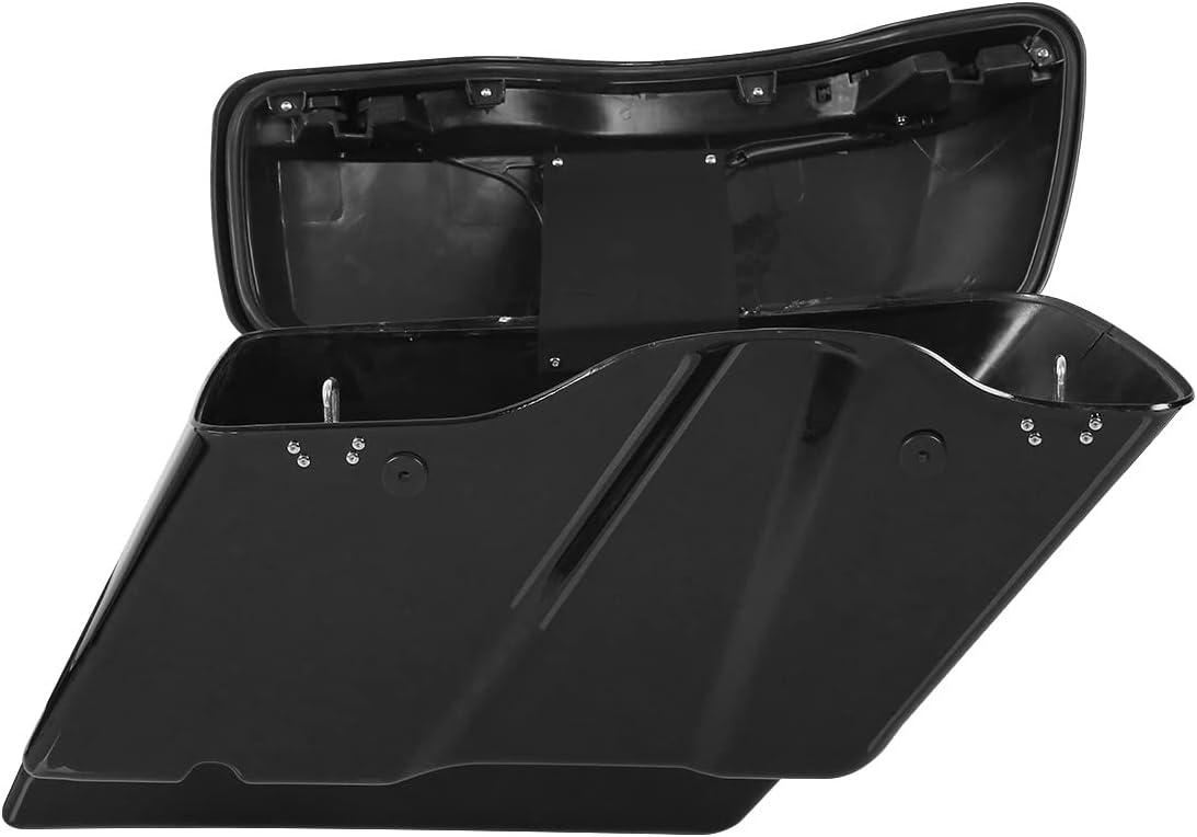 XFMT Motorcycle Vivid Black 5" Stretched Saddlebags Extended Hard Saddle Bags W/Black Latches For Harley Touring Road King Street Glide Road Glide Electra Glide Ultra Classic 2014-2023