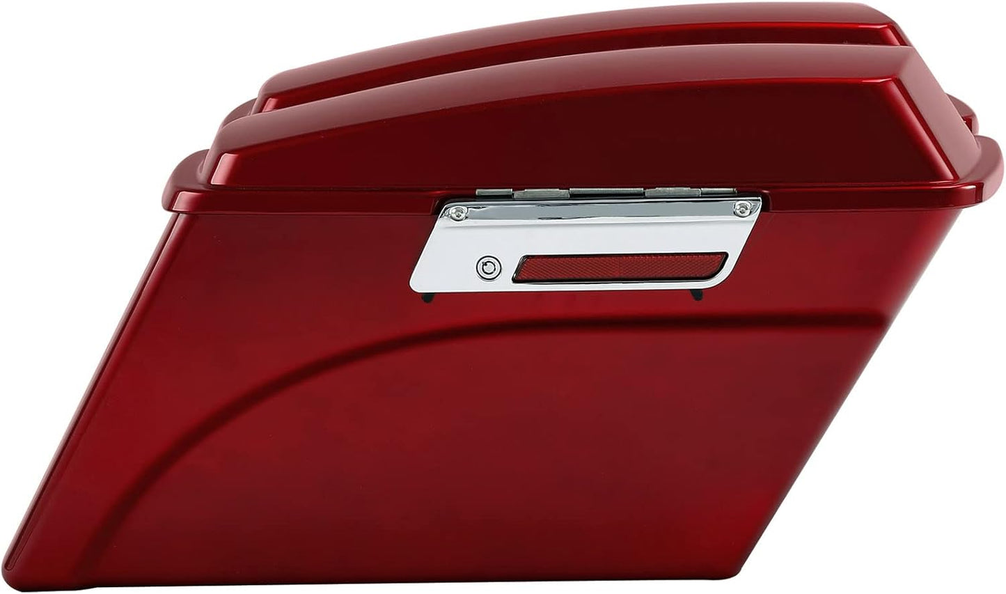 XFMT Motorcycle Saddlebags Red Hard Saddle Bags Trunk For Harley Touring Road King Street Glide Road Glide Electra Glide Ultra Classic 1994-2013