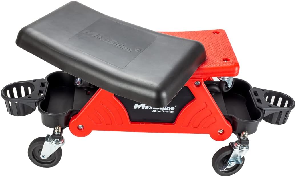 Maxshine Detailing Creeper Seat with Built-in Storage, 2-in-1 Modular Rolling Garage Stool, Mechanic Shop Seat with Tool Tray for Auto Car Detailing & Repair