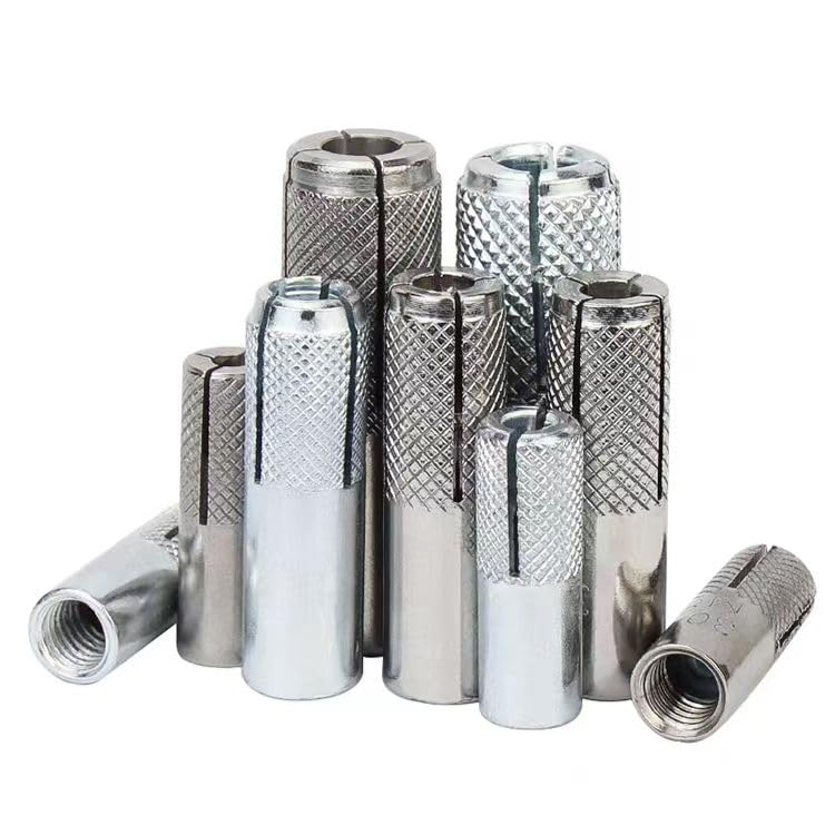 Wensilon(20 pcs) 3/8"-16 Premium Zinc Plated Carbon Steel Drop in Anchors Assortment, Knurled Drop-in-Anchor for Solid Concrete, Internal Forced Expansion Screw Bolts