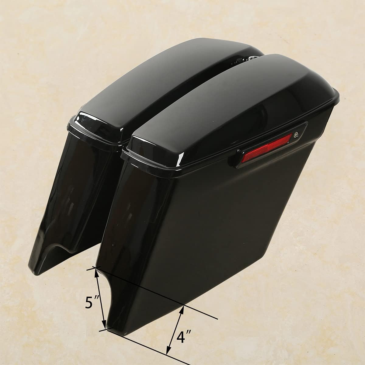 XFMT Vivid Black 5" Stretched Extended Saddlebags Hard Saddle Bags W/Chrome Latches & Conversion Bracket For Harley Softail Heritage Deluxe 1984-2017