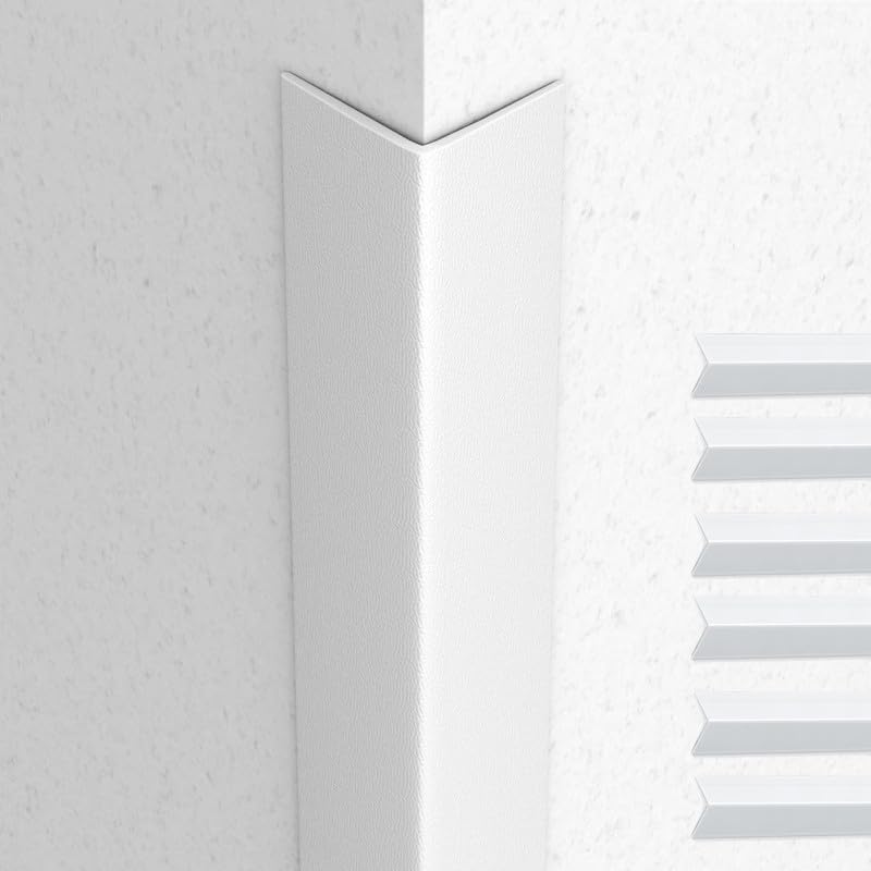 Proflex Wall Corner Protector - Pack of 6 Self Adhesive Corner Guards for Walls Edge Protection - 2 inch x 48 inch, White Textured – Easy to Apply – No Tools Needed